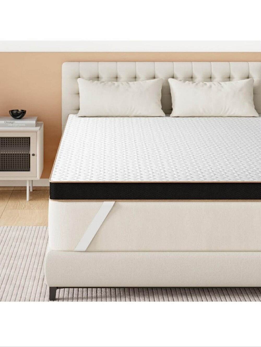 Amazon White Quilted Mattress Topper with Elastic Straps